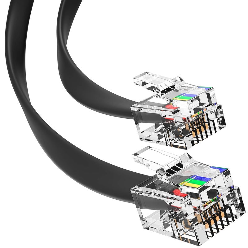 G-PLUG 15FT RJ11 Cable Phone Cord for Landline & Telephone Cord for RJ11 to RJ11 Devices – Smooth, Clear Connections & Optimum Quality – Durable Phone Cable with 4 Gold-Plated Contact Pins (Black) - Image 1